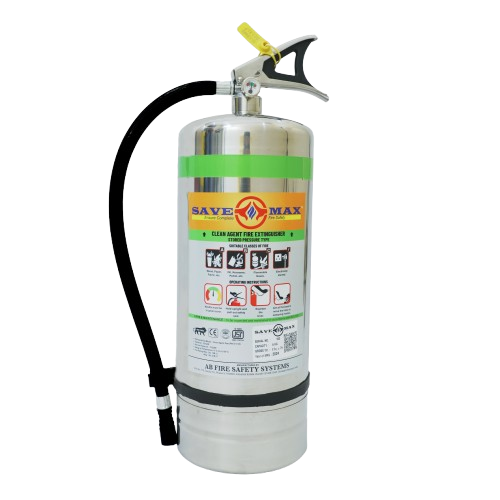 Savemax Clean Agent Stored Pressure Stainless Steel Fire Extinguisher 6Kg